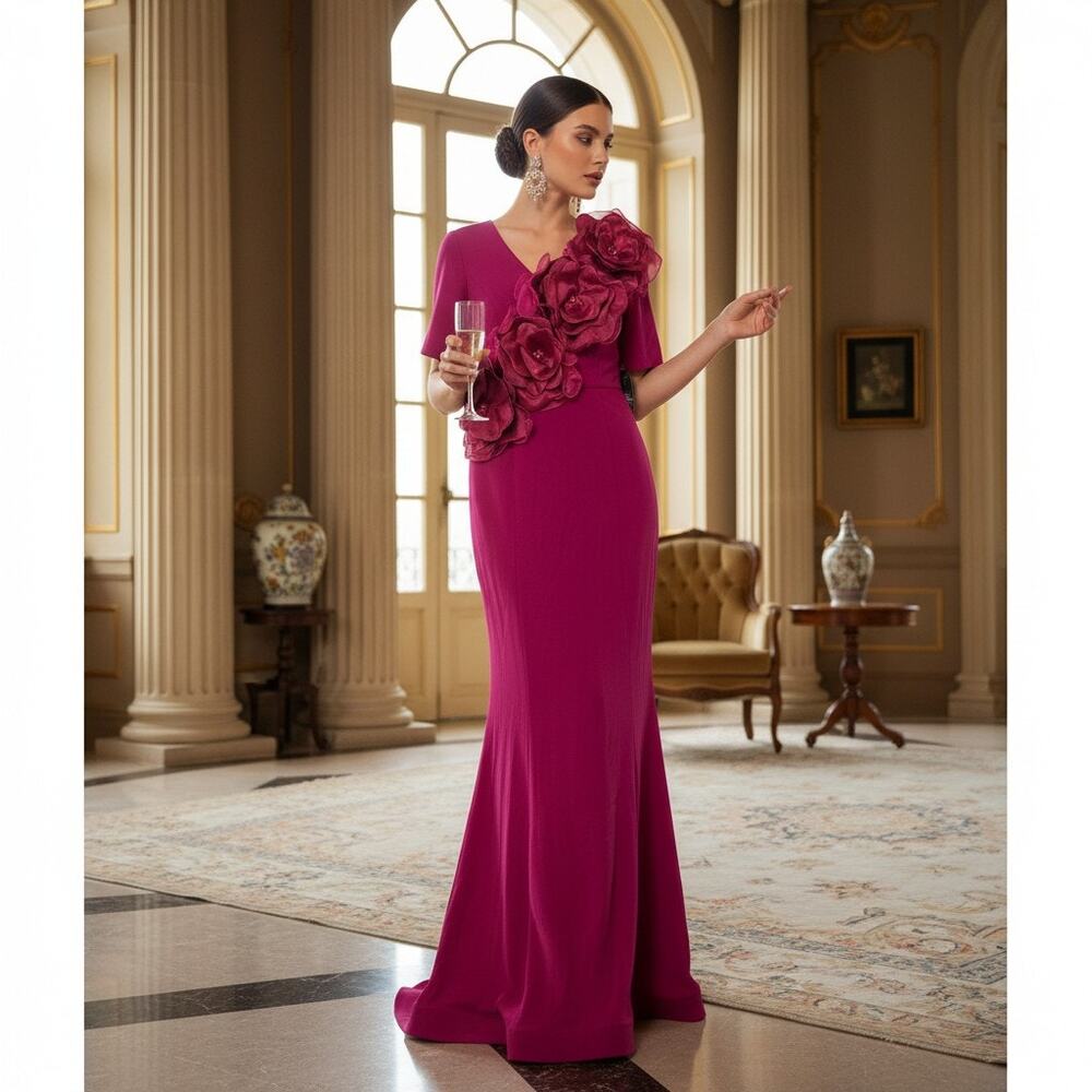G-2 Shani Magenta Floral Appliqué Gown – Size 4 – NWT – Style S‑413M